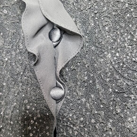 Alex Evenings Black Glitter Ruffle Button Down Top Size XL - Picture 6 of 12